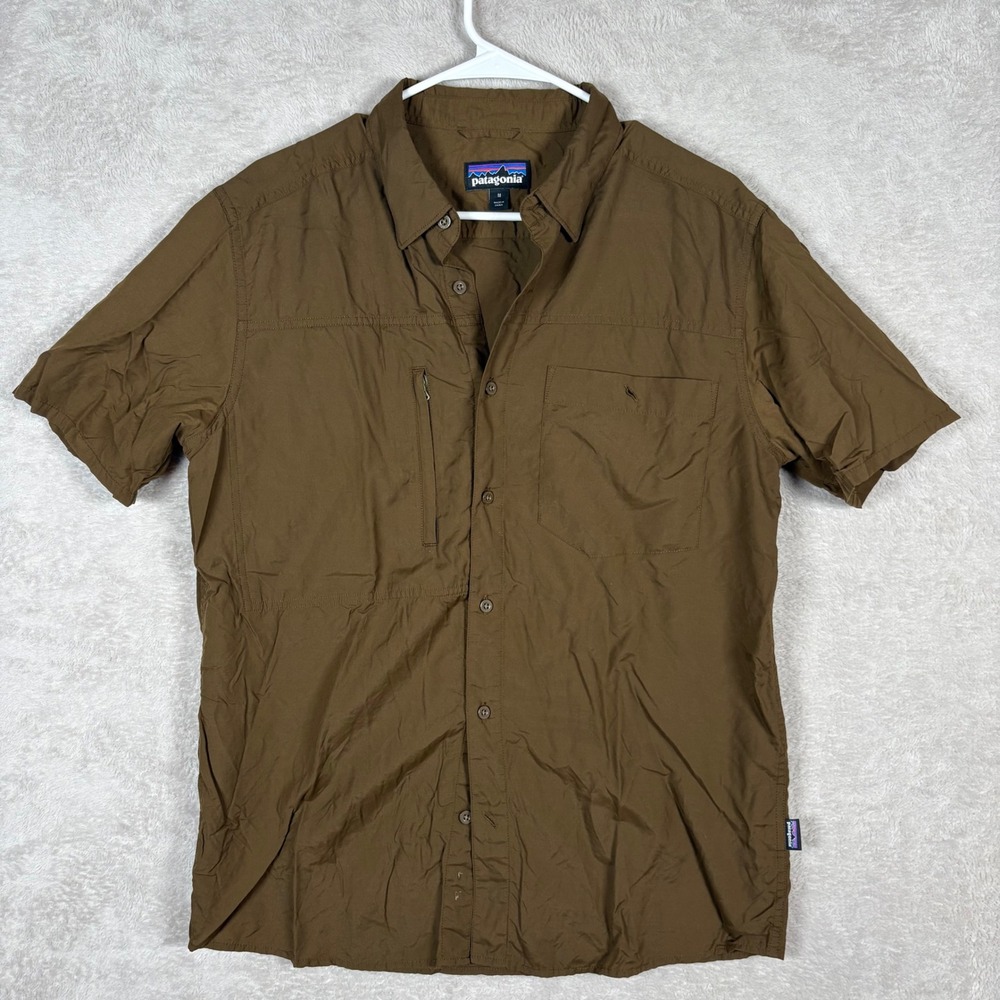 Patagonia Button Down Shirt Mens M Brown Short Sleeve Hiking 54285 Gorpcore